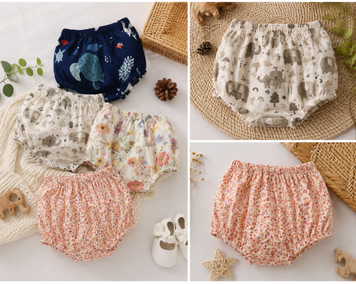 Baby Cotton Bloomers – Soft Printed Diaper Cover Shorts (0–3 Years)