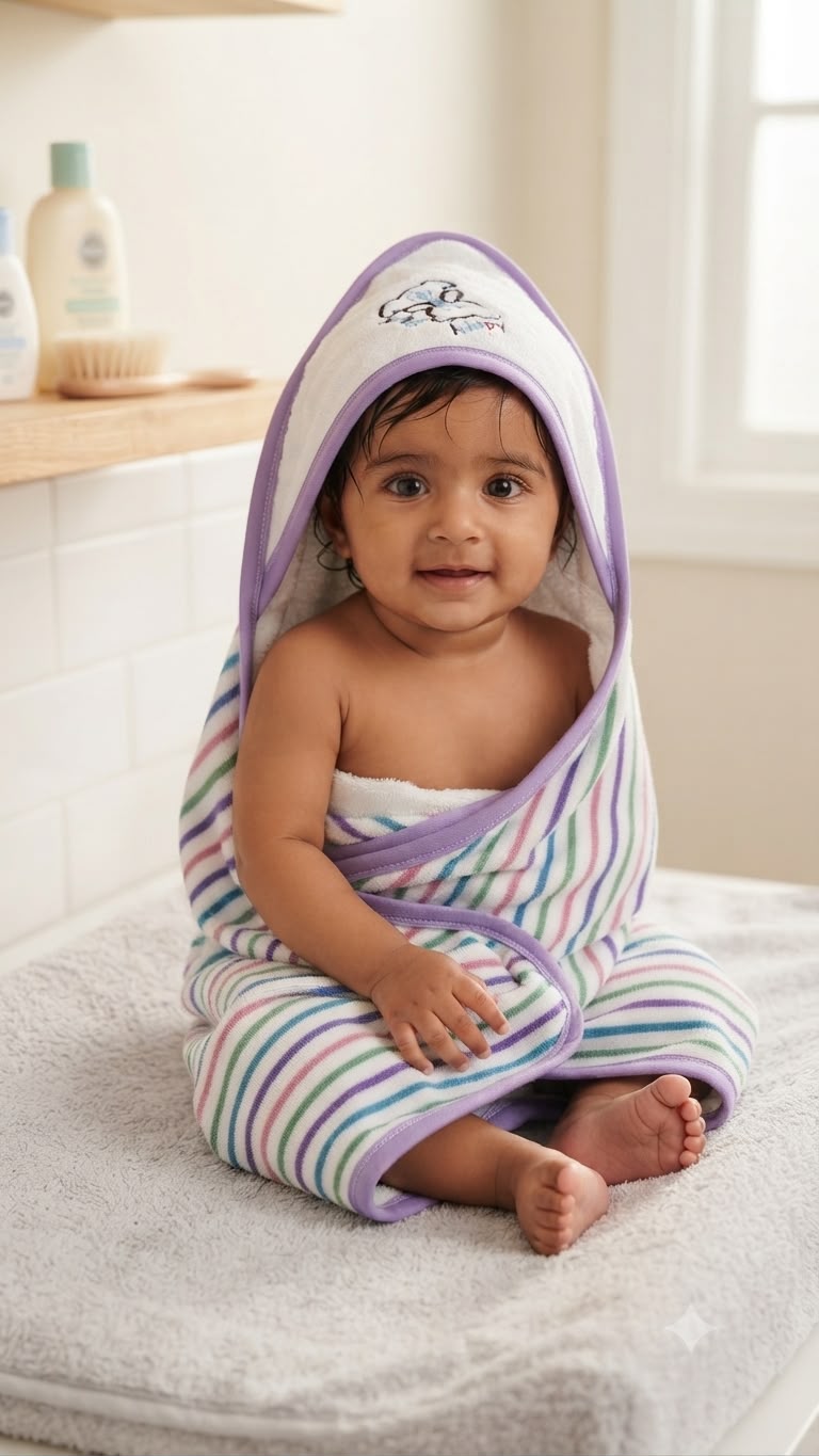 Baby Hooded Bath Towel – Ultra Soft Cotton Wrap for Newborn & Infants